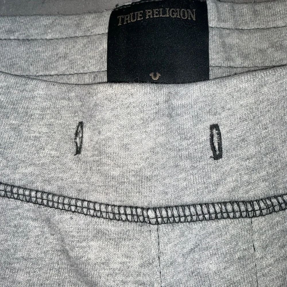 True Religion Men's Sweatpants Ankle Zipper Huge Marled Block Logo Size Med